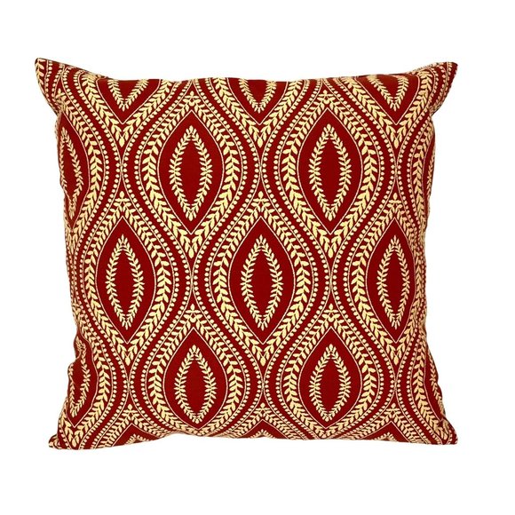 D.V. Kap Home Square Accent Pillow Cinnamon Red Embroidered 18" - Picture 1 of 7